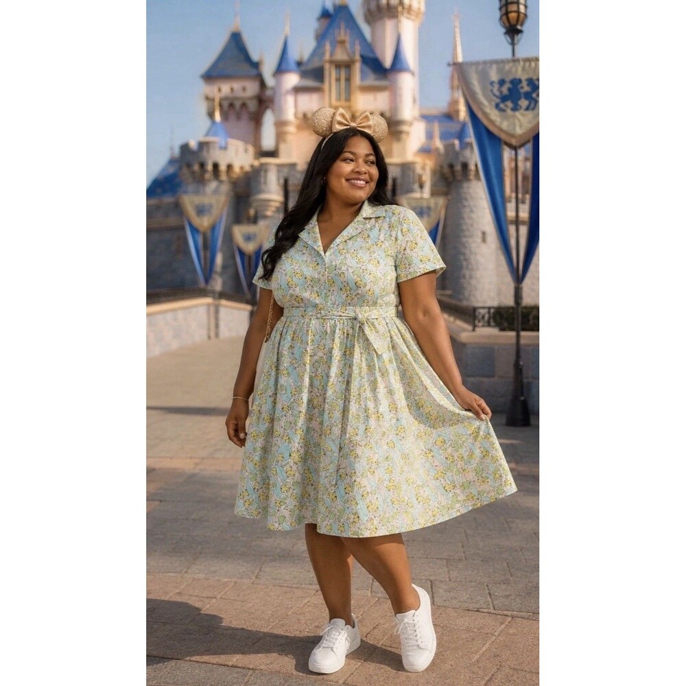 NWT Torrid X Disney Sz 14 Retro Belted Peter Pan Tinkerbell Swing Dress